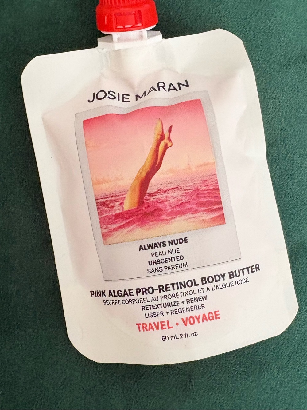 JOSIE MARAN Pink Algae Pro-Retinol Body Butter - White Pouch with Red Cap